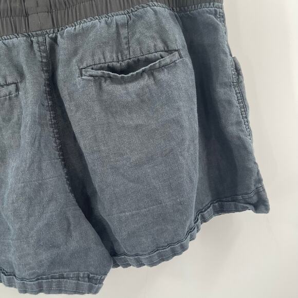 ATHLETA Cabo Shorts Size 16 100% Linen Washed Out Black Pull On Summer Casual - Picture 6 of 12